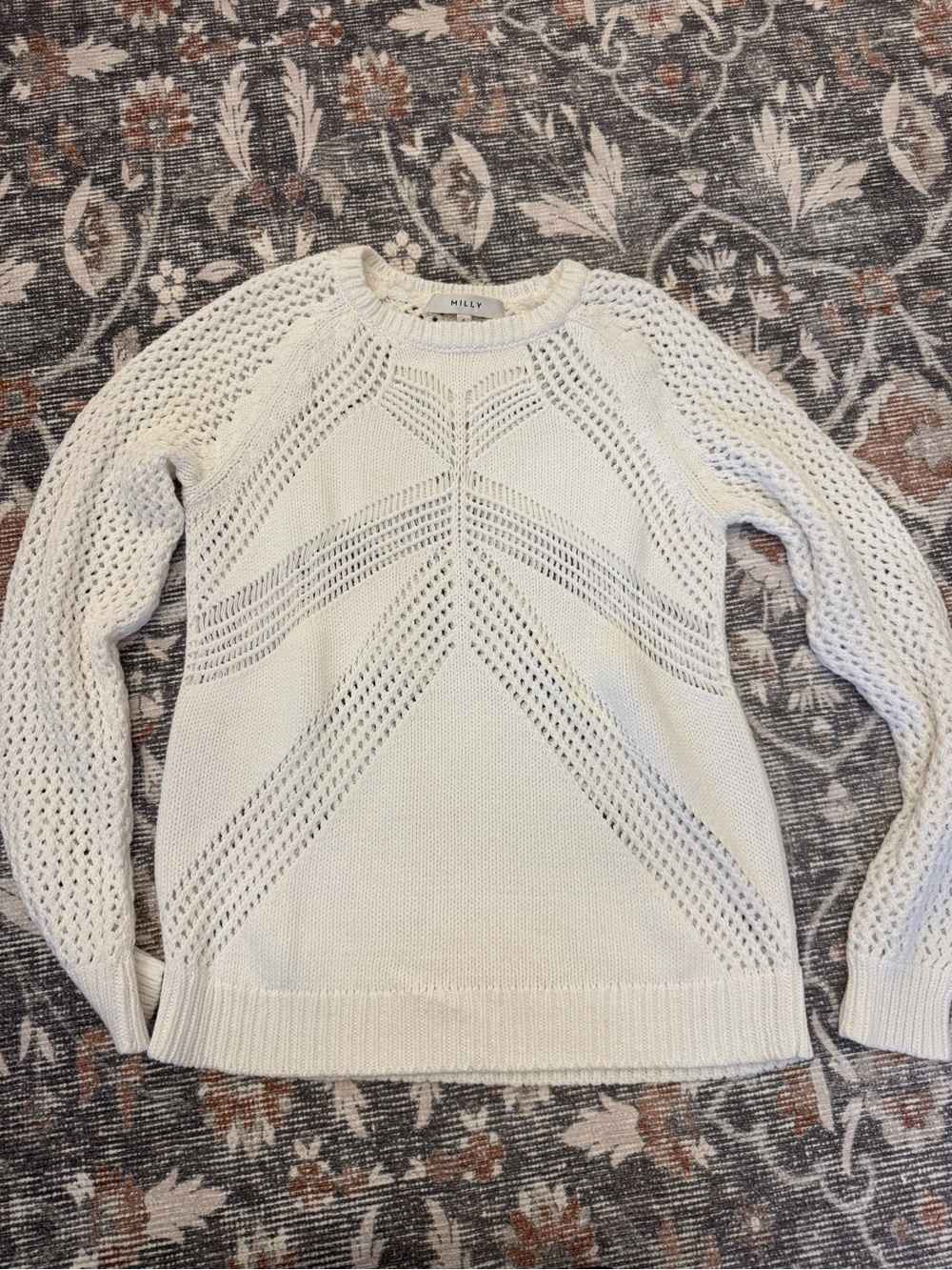 EUC Milly Open-Knit White/Cream Sweater Size Small